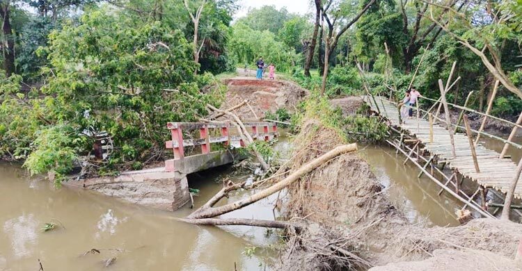 ফেনীতে বন্যার পানির চাপে ব্রিজ ভেঙে জনদুর্ভোগ চরমে