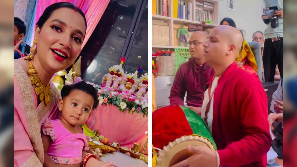ইসকনের সন্ন্যাসীদের নিয়ে মেয়ের জন্মদিন পালন রাজ-শুভশ্রীর