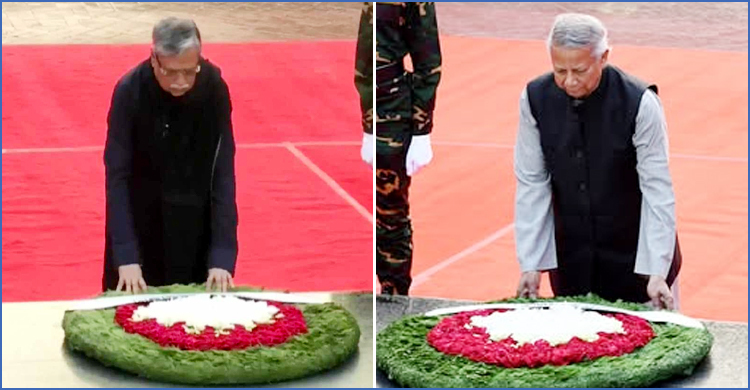 বুদ্ধিজীবী স্মৃতিসৌধে রাষ্ট্রপতি ও প্রধান উপদেষ্টার শ্রদ্ধা 