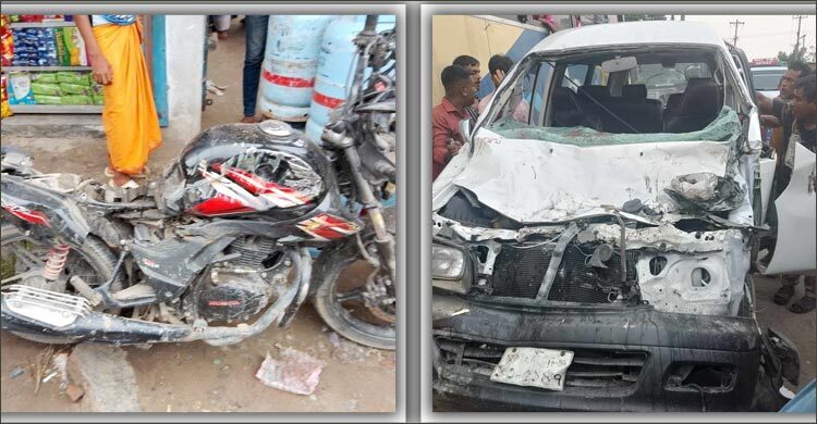 কিশোরগঞ্জে মোটরসাইকেলে মাইক্রোবাসের ধাক্কা, নিহত ২