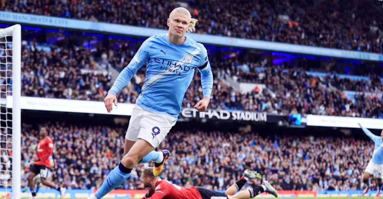হালান্ডের জোড়া গোলে ম্যানচেস্টার ডার্বিতে সিটির বড় জয়