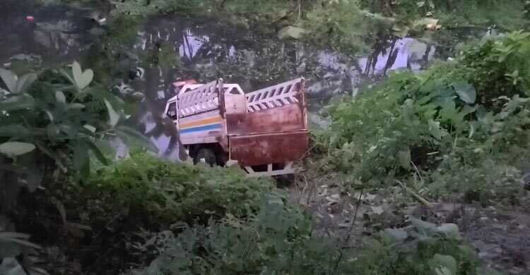 ধামরাইয়ে গাছে ধাক্কা দিয়ে পুকুরে পিকআপ, চালকসহ নিহত ২