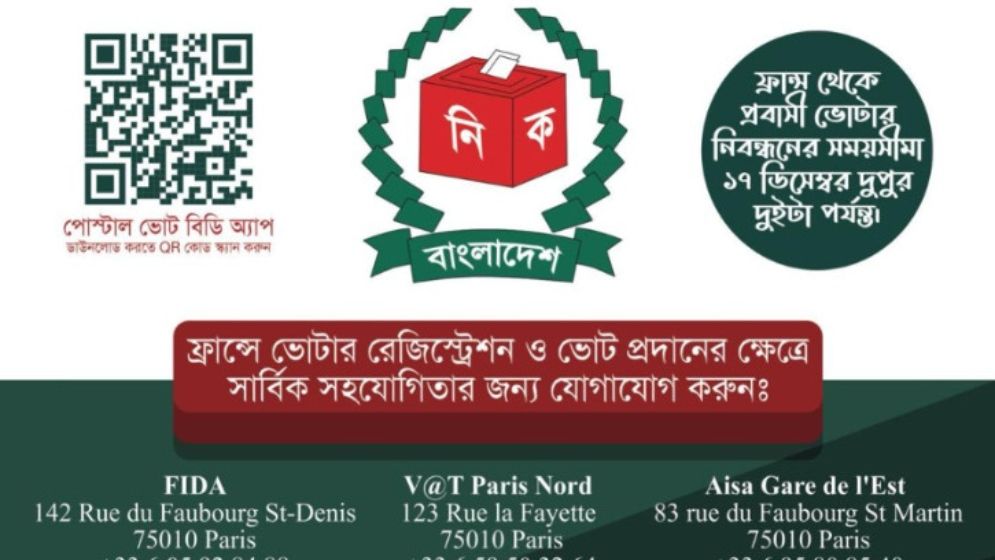 ফ্রান্স প্রবাসীদের পোস্টাল ভোটে ব্যাপক সাড়া