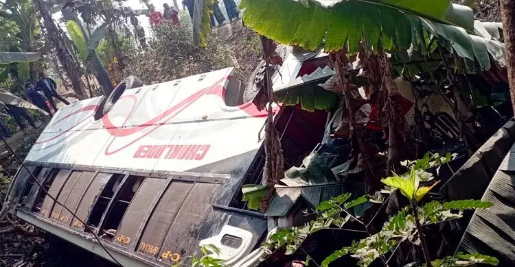 ফরিদপুরে ওভারটেক করতে গিয়ে বাস খাদে, আহত ১৫